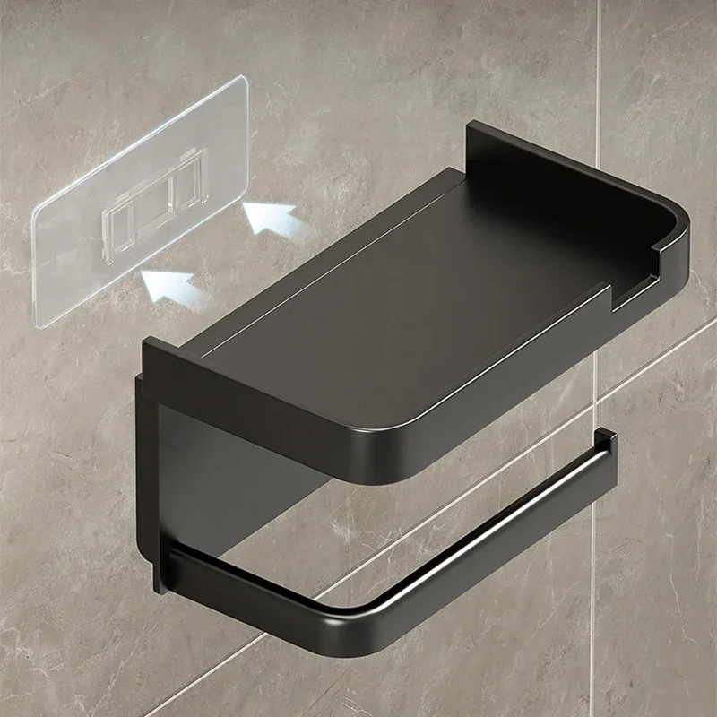 Wall Mount Plastic Toilet Paper Holder Multi Storage Rack Bathroom Roll Paper Phone Spice Towel Organizer