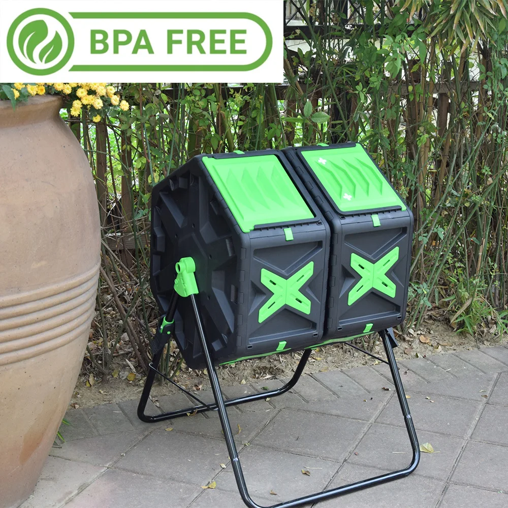 Cross-border Export Dual Chamber Flip Compost Bin Large Access Door American Garden Compost Barrel