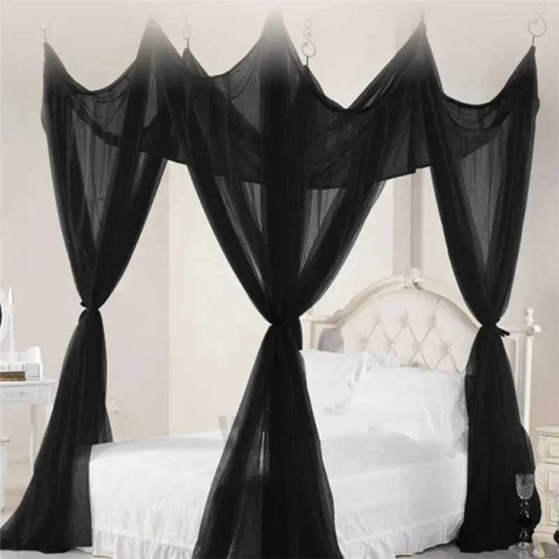 【Superdeals】Mosquito Net, Palace Four Door Queen Size Double Bed, Home Single Bed Insect Proof Square Elegant Canopy Mosquito Ne
