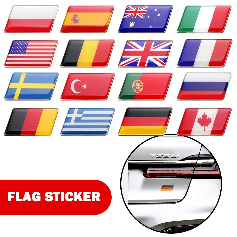 3D Epoxy Car Styling Body Trunk Decor Sticker with Saudi Arabia Philippines Israel Brazil Colombia Poland France Flag Emblem