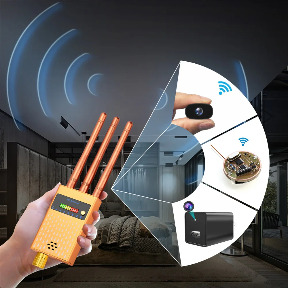 Professional Anti Spy Camera Detector Wireless RF Signal Detect Bug GPS Tracker Finder Anti Eavesdropping WiFi GSM Audio Detect