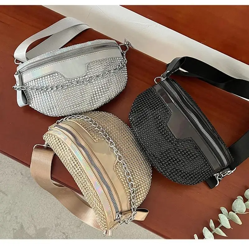 Women Fanny Pack Diamond Waist Belt Bag Luxury Designer Shoulder Bags For Fashion Handbag Chain Chest Crossbody