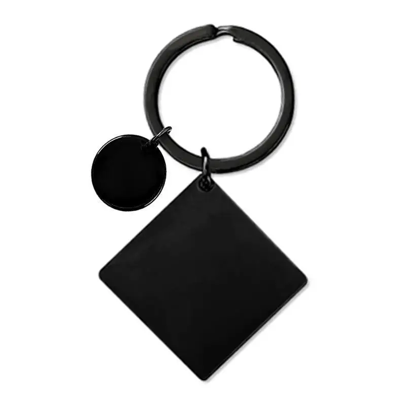 Customized LOGO Keychain Blank Laser Engrave Car Keyring Square Stainless Steel Personalized Key Chains Advertising Billboard