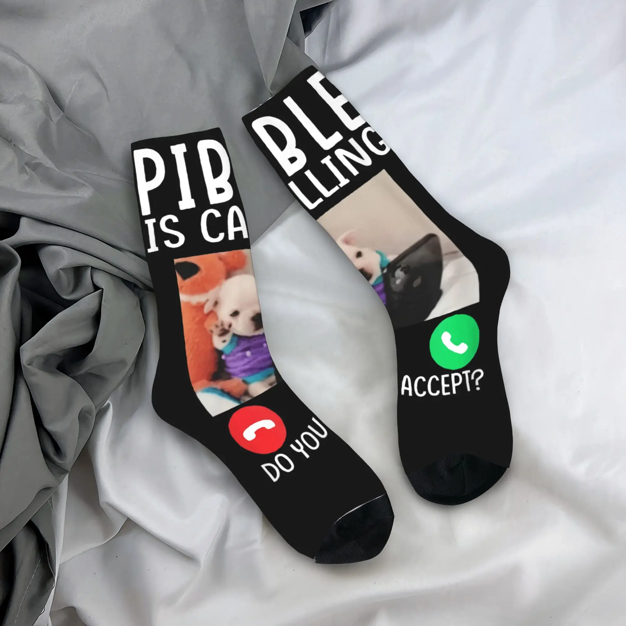 

Pibble is Calling Забавный мем для любителей мемов Носки для любителей собак Корейские чулки Осенние противопотные носки для пар Теплые спортивные носки