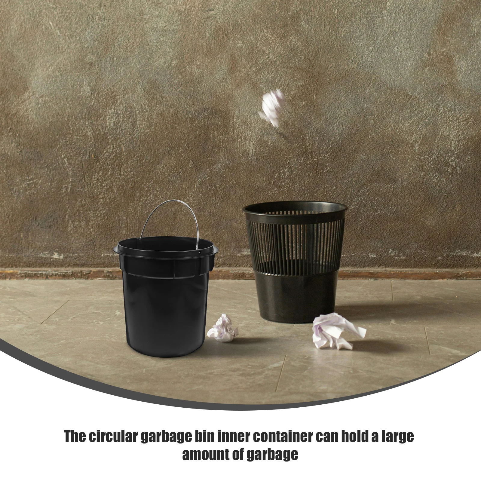 

Trash Can Liner Removable Plastic Waste Basket with Handle Large Capacity Material for Kitchen Bathroom Outdoor Use
