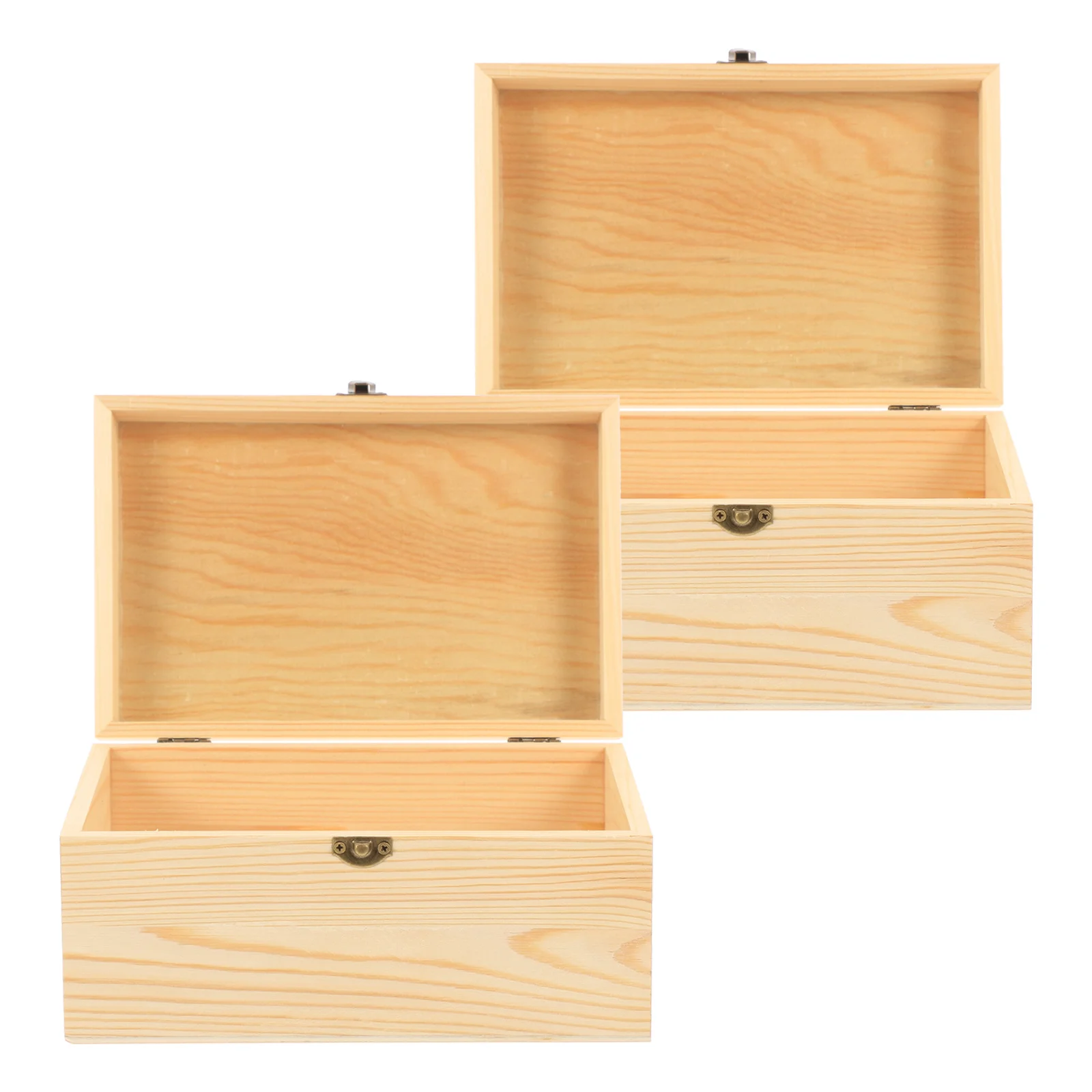 2Pcs Jewelry Storage Box Wooden Rectangular Small Organizer Case Compact Decorative Container for Necklaces Bracelets