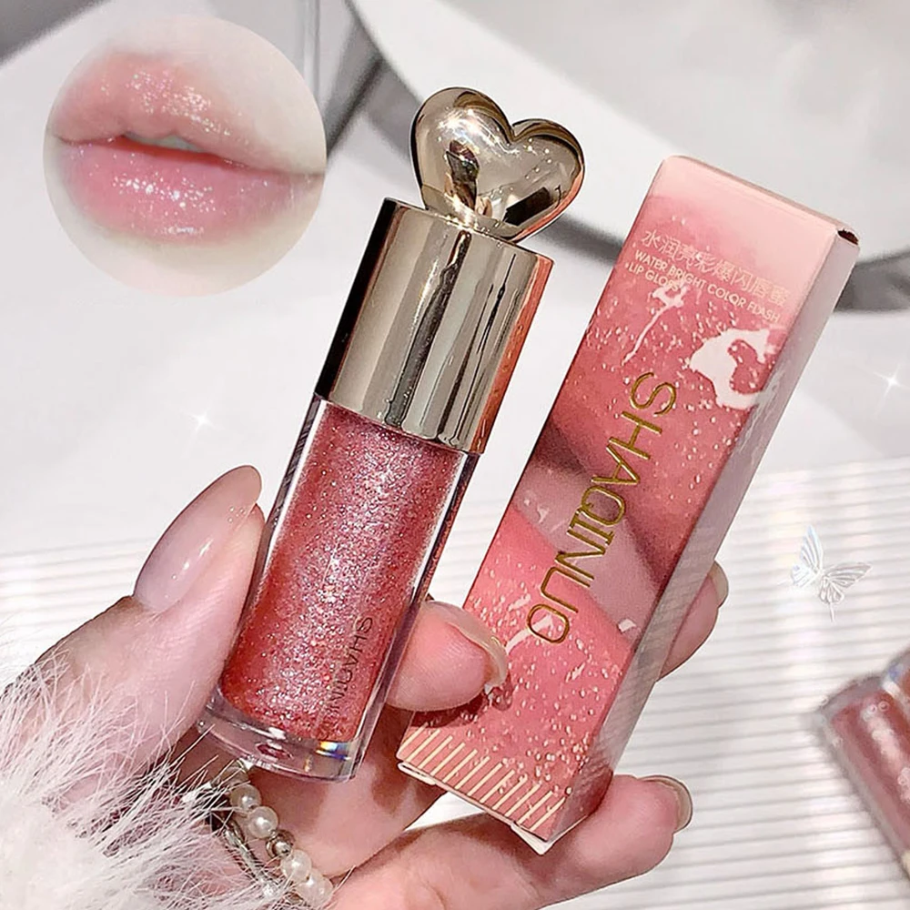 Moisturizing Plump and Sparkling Lip Gloss Mirror Water Lip Glaze Moisturizing Lip Oil Diamond Shimmer Glitter Liquid Lipsticks