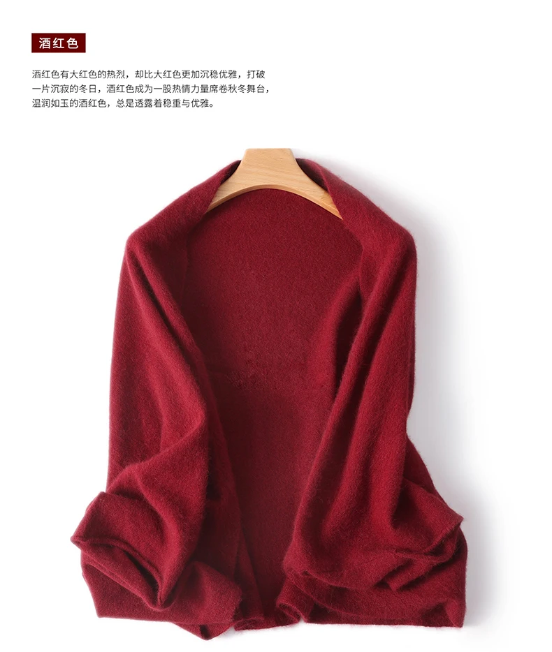 Trend Schal Wickelschal Zwei Zwecke 100 % Wolle Damen Gestrickte Accessoires Cape Lässige weiche Schals Warme Cappa Gemütliche Mode Mäntel – Detail 14