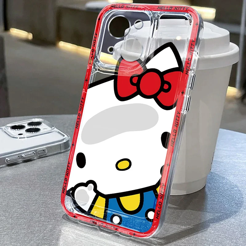 Funda de teléfono suave para iPhone XR 16 15 14 Plus 13 12 11 Pro MAX 17 Air 16e 12 Mini 7 8 Hello Kitty Sanrio lindo