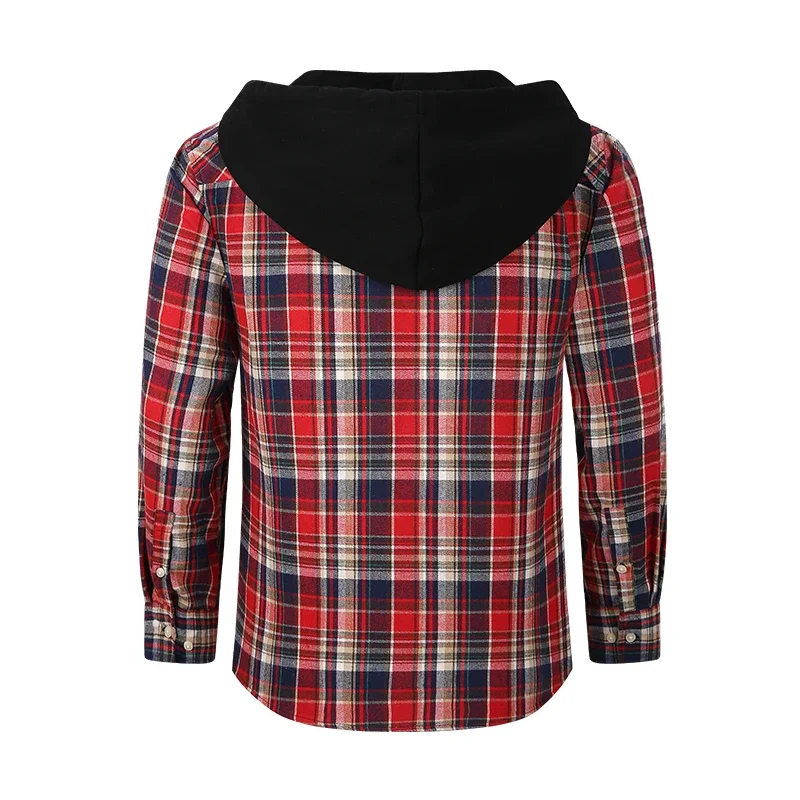 USA size fashion plaid Hooded clothing long-sleeve shirts for men soft casual soft designer streetwear tops trend plaid shirt