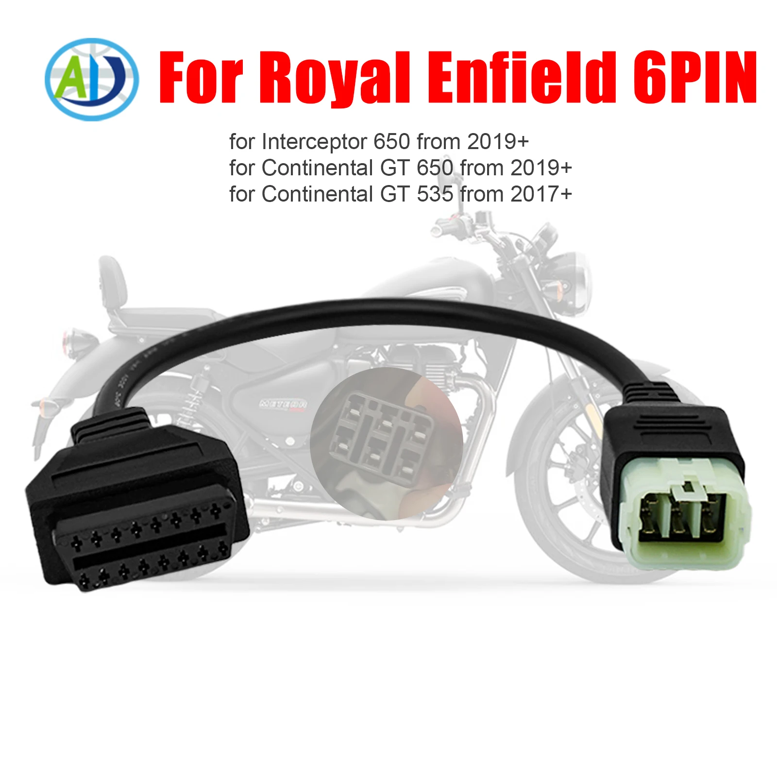 

For Royal Enfield 6Pin OBD2 Adapter Diagnostic Cable For Interceptor 650cc/Continental GT 650cc/535cc Motorcycle OBDII Convertor