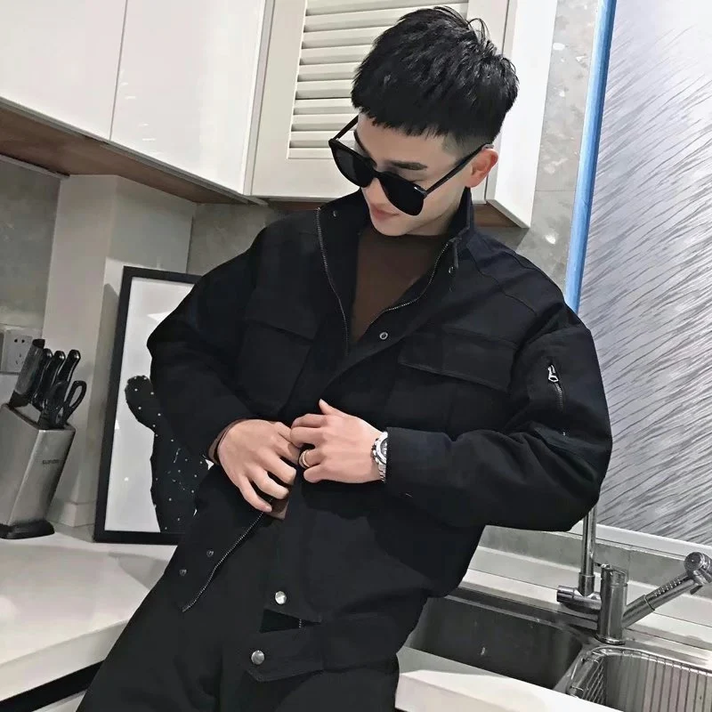 

Модная мужская рабочая куртка-бомбер на весну-осень 2024, новая модель, парная, ветрозащитная, с длинными рукавами, на молнии, верхняя одежда