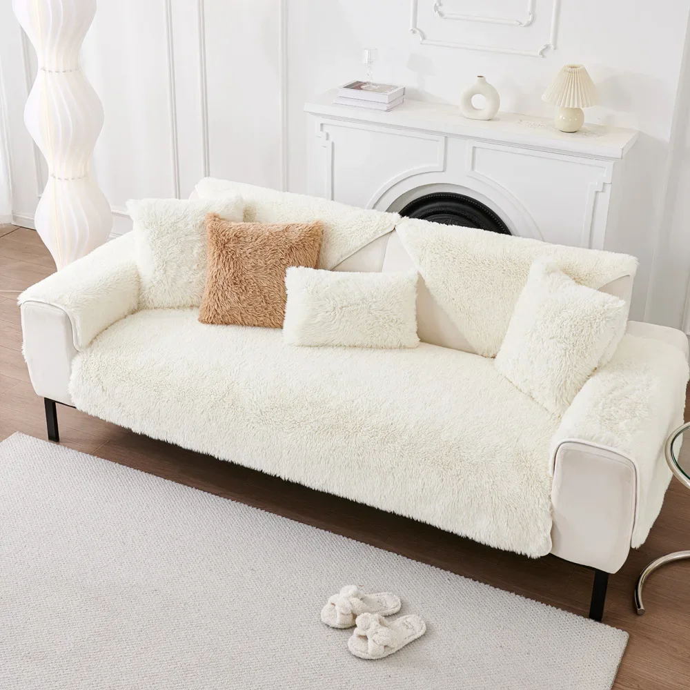 Winter Warm Thickening Plush Cushion New Corduroy Quilted Sofa Towel Couch Cover L-shaped Sectional Anti-slip Modern Sofa Cover