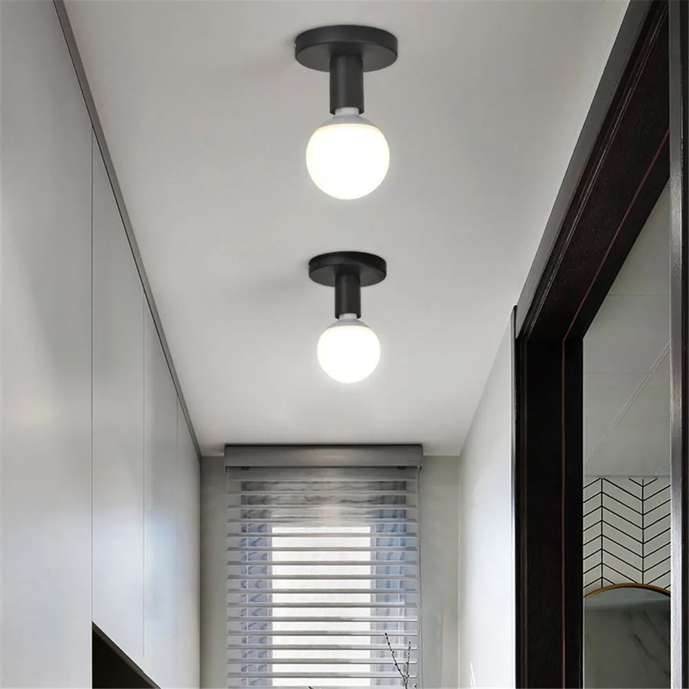 Modern Minimalist Ceiling Light Industrial Metal E27 Ceiling Lamp Holder Bulb Socket for Balcony Study Dining Room Bedroom Aisle
