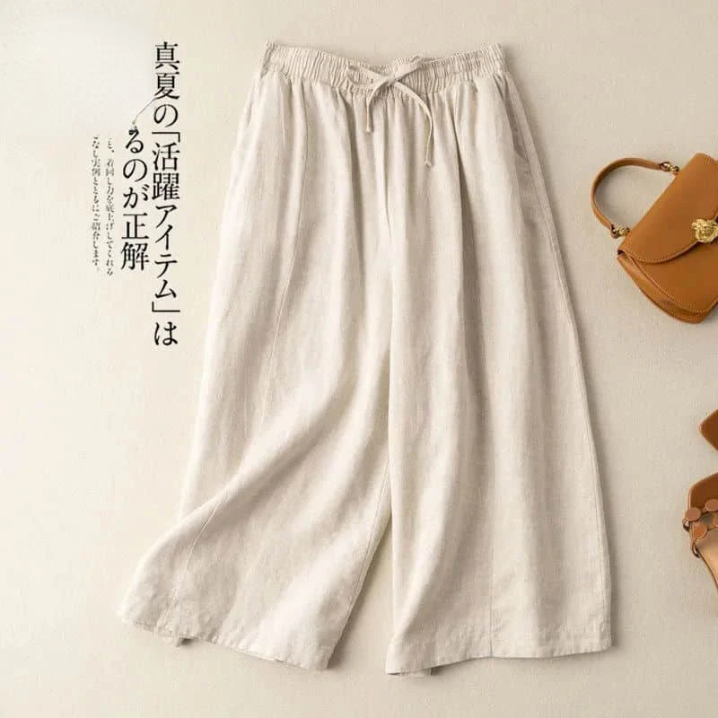 Straight Pants Solid Lace-up Elastic Waist Cropped Baggy Trousers Casual Korean Style Wide Leg Pants Streetwear Women Clothing