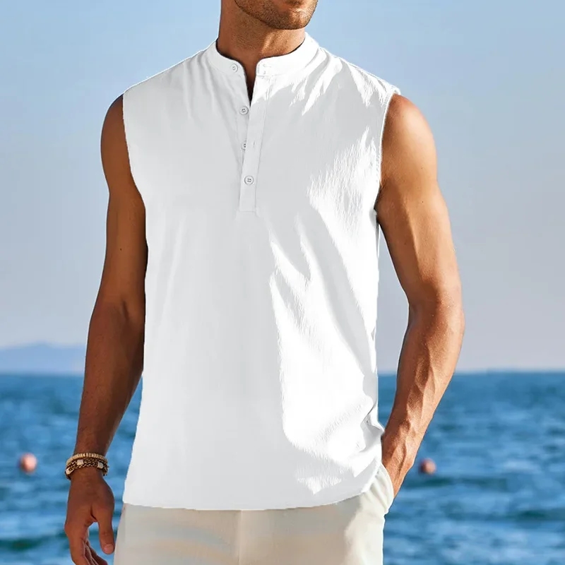 Spring and Summer Men's New Half-open Sleeveless Undershirt Europe and The United States Outdoor Men Leisure Vest Men