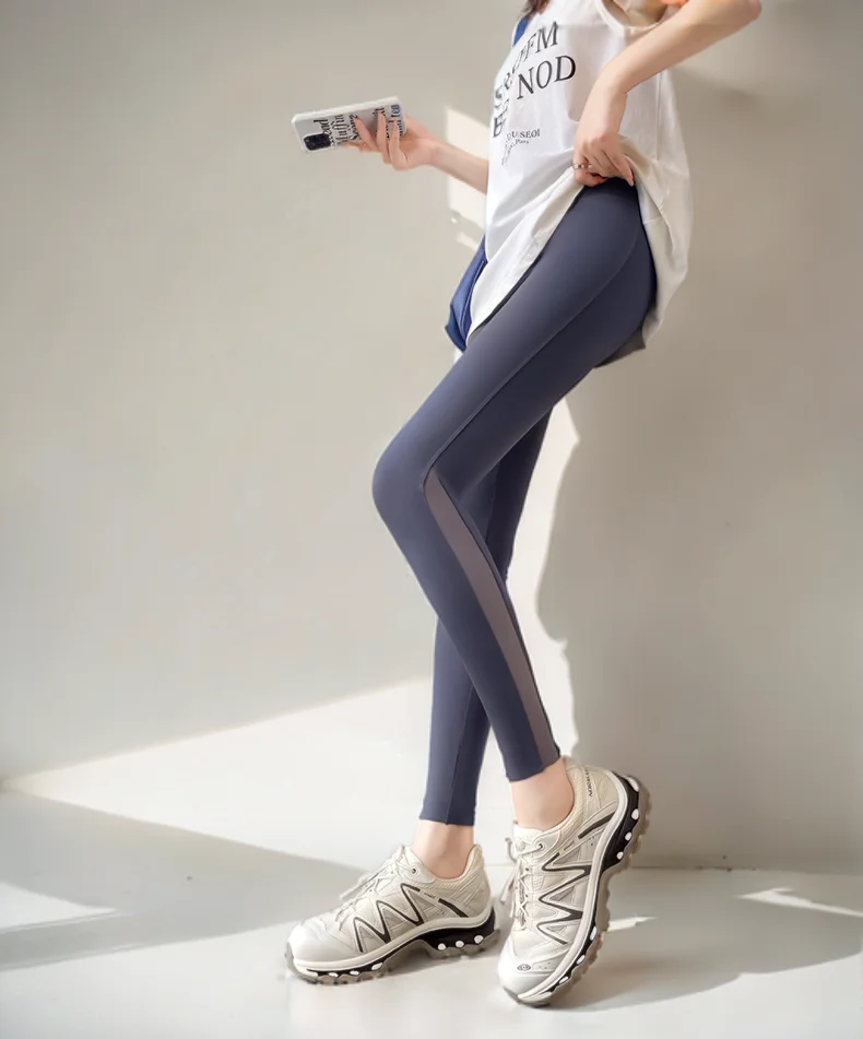 Leggings noirs ajourés pour femmes, jambes larges, sans étanchéité, conçu, vêtements de sport, longueur au sol, garniture avant à la mode