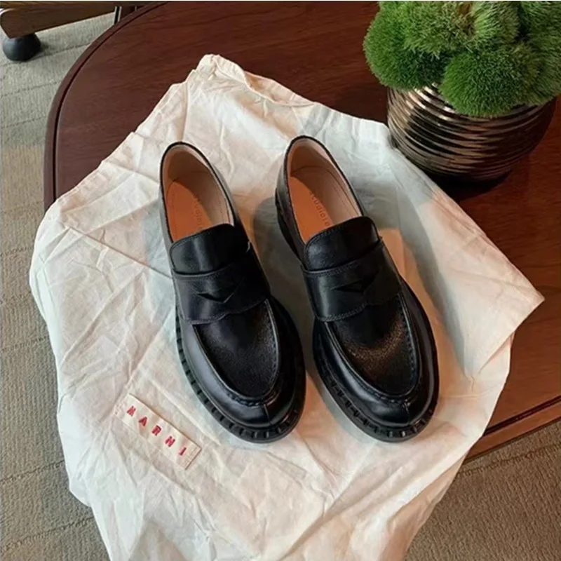 

2026 New Women's Shoes Luxury Genuine Leather Loafers for Woman Handmade Britain Casual Shoes Designer Shoes Zapatos De Mujer