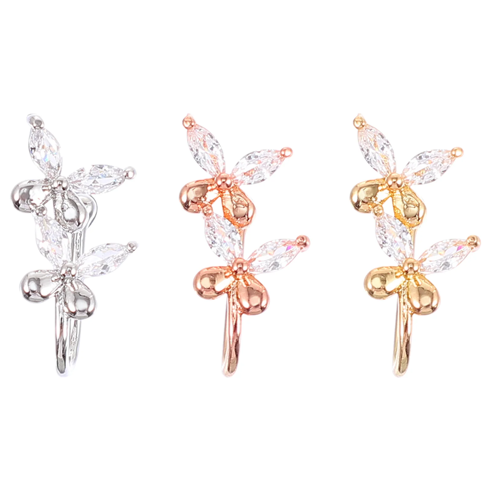 

3Pcs Non Pierced Nose Jewelry Comfortable Easy to Wear Suitable All People Attractive Crowd Accessories Nose Ring