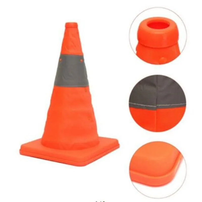 35cm Height Collapsible Traffic Cones Multi Purpose Pop up Reflective Safety Cone Soft Material Foldable Road Cone