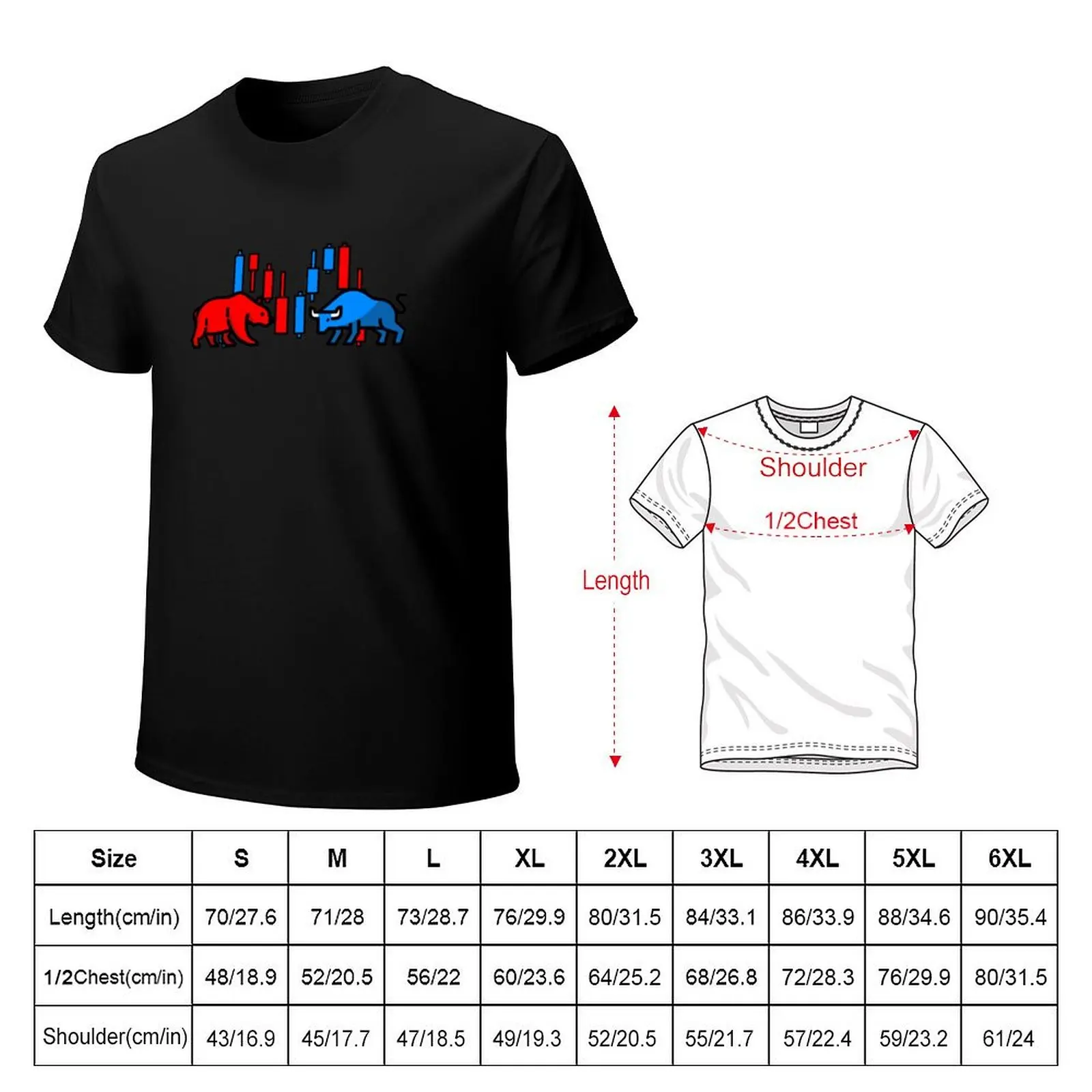 Trading Bear vs Bull T-Shirt Retro Style Print Casual Top