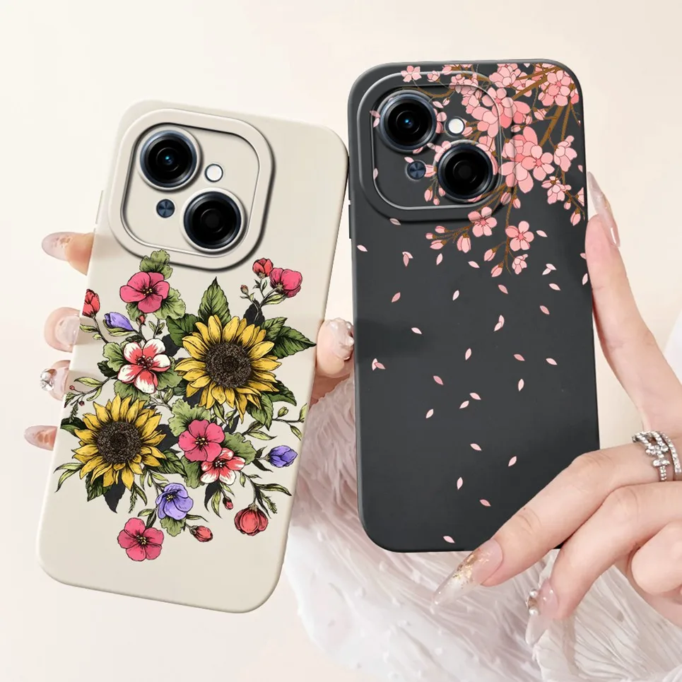 Tecno Spark GO 1/Spark GO 2025/Pop 9 뒷면 커버 Funda 꽃 나비 여성 패션 소프트 폰 케이스 액체 실리콘 Etui