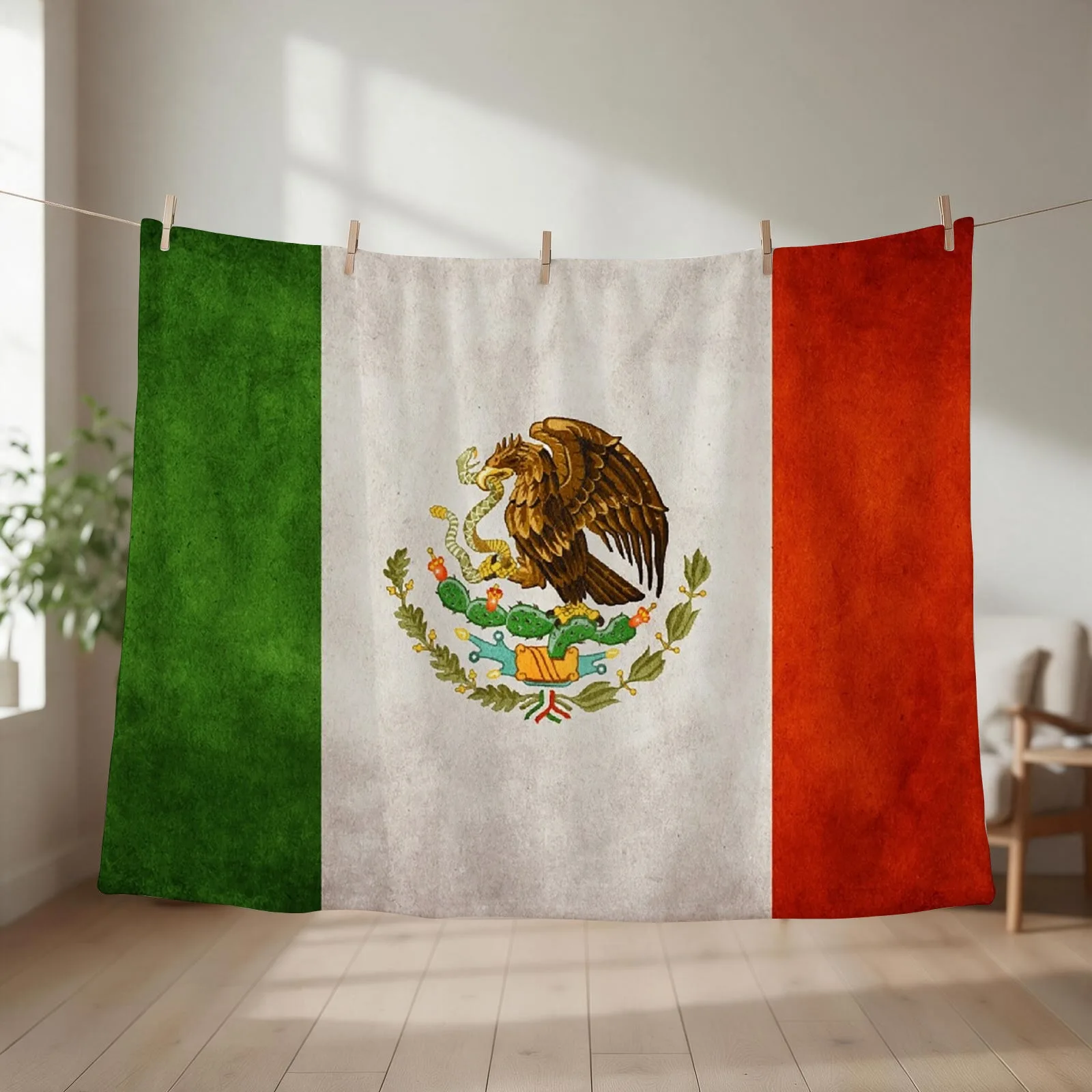 Mexico Mexican Flag National Flag of Mexico Throw Blanket couch cozy soft plush fuzzy picnic outdoor blanket