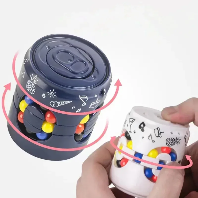Decompression Toys Rotating Magic Bean Cube Cans Fidgeting Toy Educational Toy Rotating Can Children's Puzzle Stress Relief Toy