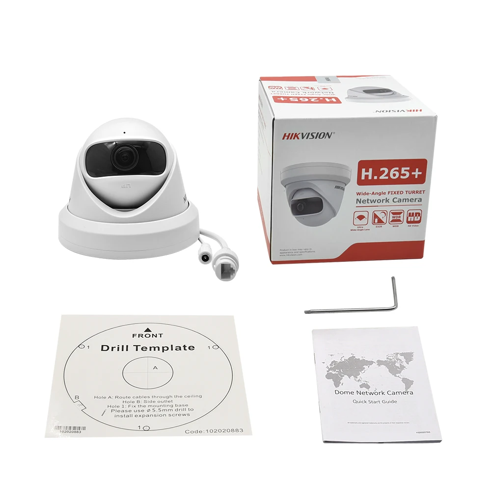 Hikvision Original 4MP Super Wide Angle IP Camera DS-2CD2345G0P 1.68mm H.265+ 10m IR IP67 WDR POE Video Surveillance IPC