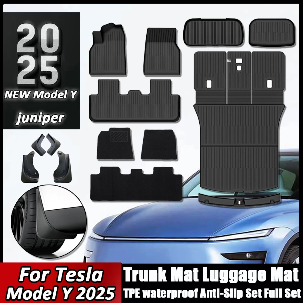 

Car Trunk Mat For New Tesla Model Y 2025 Juniper TPE Floor Mats & Cargo Liner All Weather Trunk Mats Floor Liner Backrest Mats