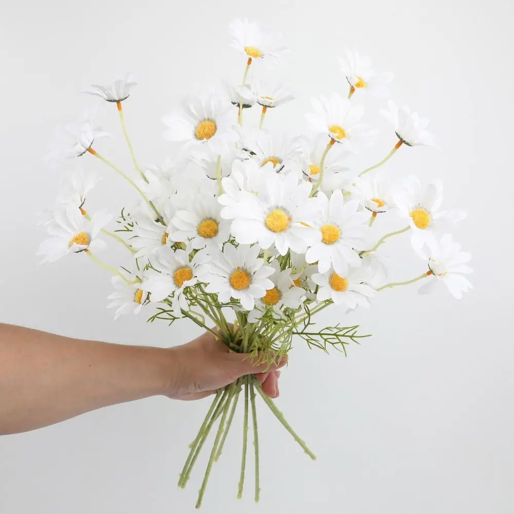 5 Heads Artificial Daisy Flowers DIY Plastic Silk Daisy Flowers Elegant Realistic Fake Chrysanthemum Wedding Birthday Decor