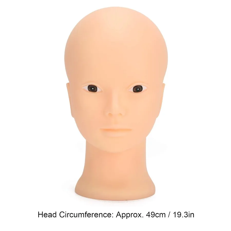 رأس عارضة أزياء أصلع لصنع قبعة الشعر المستعار والتدريب على ممارسة المكياج: نموذج عرض 49 سم مثالي لتمارين تصفيف الشعر المستعار D #4