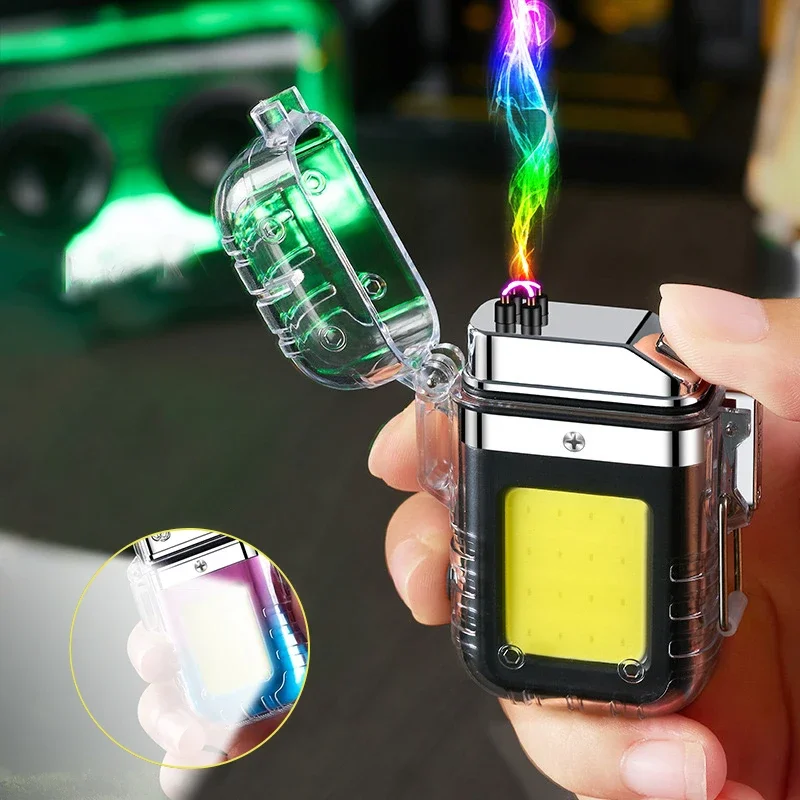 New Creative Outdoor Camping Transparent Waterproof Arc Lighter Type-C Rechargeable Lighter with Light Portable Lighter