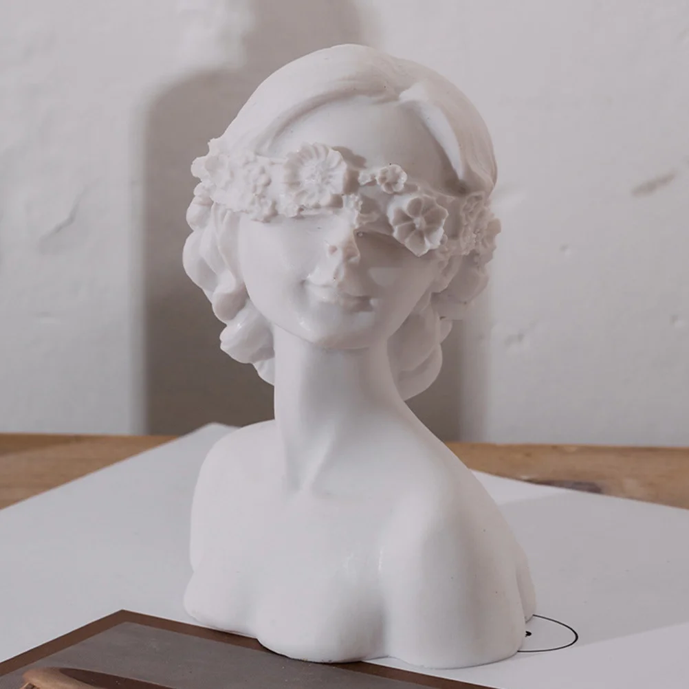 

Resin Blindfolded Girl Bust Statue Delicate Sculpture for Home Garden Decoration Photo Props Resin Girl Bust Statue