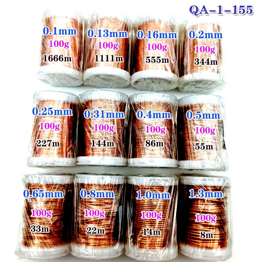 0.1mm-1.3mm Enameled Copper Winding Wire 100g