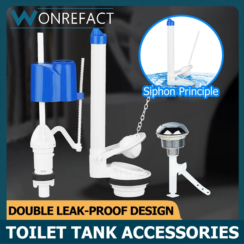 Toilet Tank Replacement Kit Toilet Water Tank Inlet Valve Double Flush Drain Valve WaterTank Round Button Side Buttons Universal