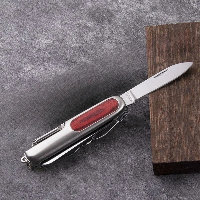 10 in 1 Multifunctional Swiss Folding Knife Stainless Steel Portable Outdoor Camping Survival Tool with Pliers, Bottle Opener view 6