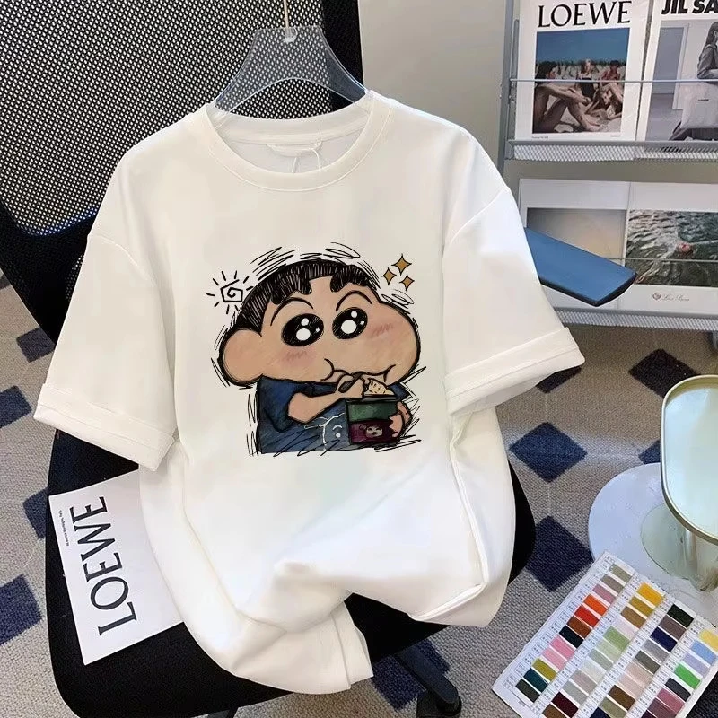 

2025 Autumn New Crayon Joint T-shirt Men's and Women's Trendy Brand Short-sleeved Pure Cotton Half-sleeved Loose Couple Top