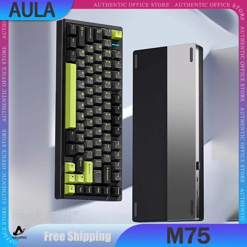 

AULA M75 Gamer Mechanical Keyboard 3mode 2.4G Bluetooth Wireless Keyboard Gasket 81Keys PBT Hot Swap Rgb Gaming Keyboards Gifts