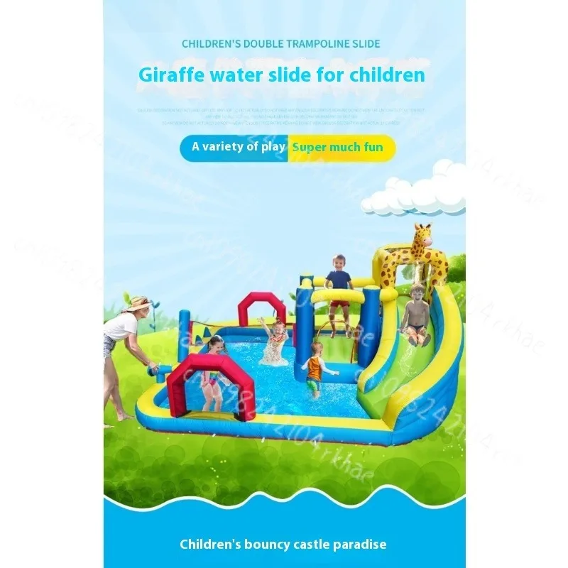 

Children's inflatable castle home indoor trampoline outdoor small trampoline slide with fan