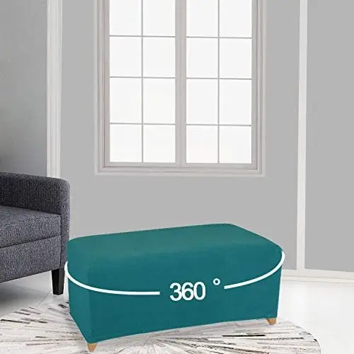 Stretch Ottomane Slipcover-Samt Rec Hocker Abdeckung weichen Möbels chutz mit elastischem Boden