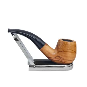 2026 Metal flip-top folding pipe holder Personalized Portable Stainless Steel Single Slot Pipe Display Stand Smoking Accessories