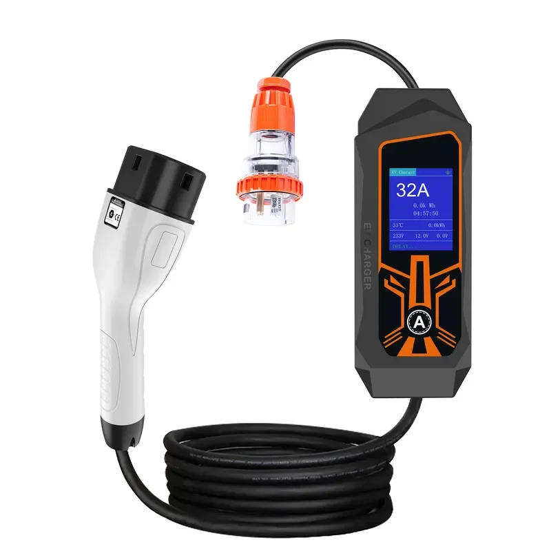 AP01 Portable EV Charger 32A 7kW Type 2 Charger with 32A 3-Pin Australian CEE Plug Adjustable Current Mobile AC EV Charging