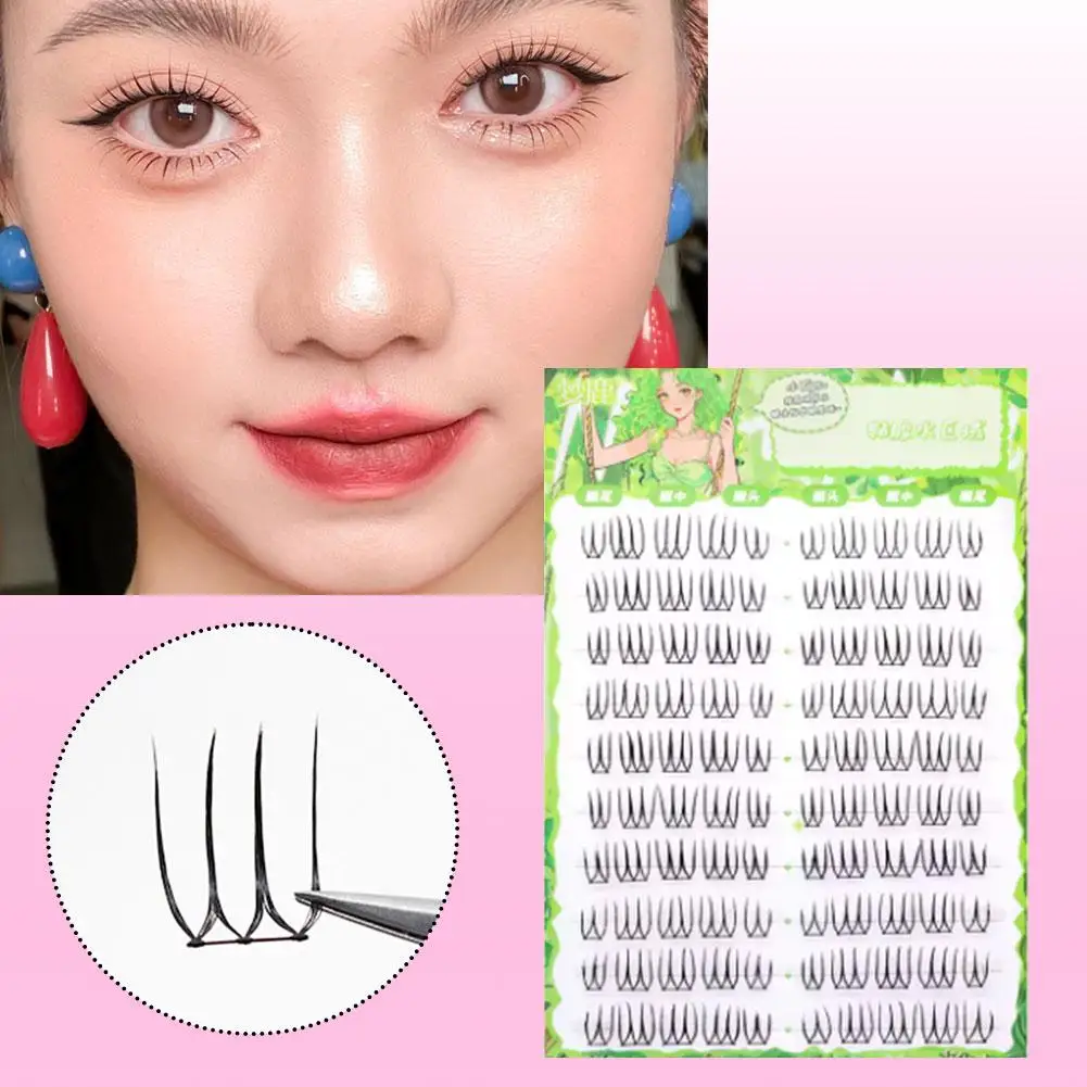 Cílios postiços criptografados segmentados em forma de u ídolo coreano novato natural falso estilo diário diy cílios maquiagem mangá m1u6
