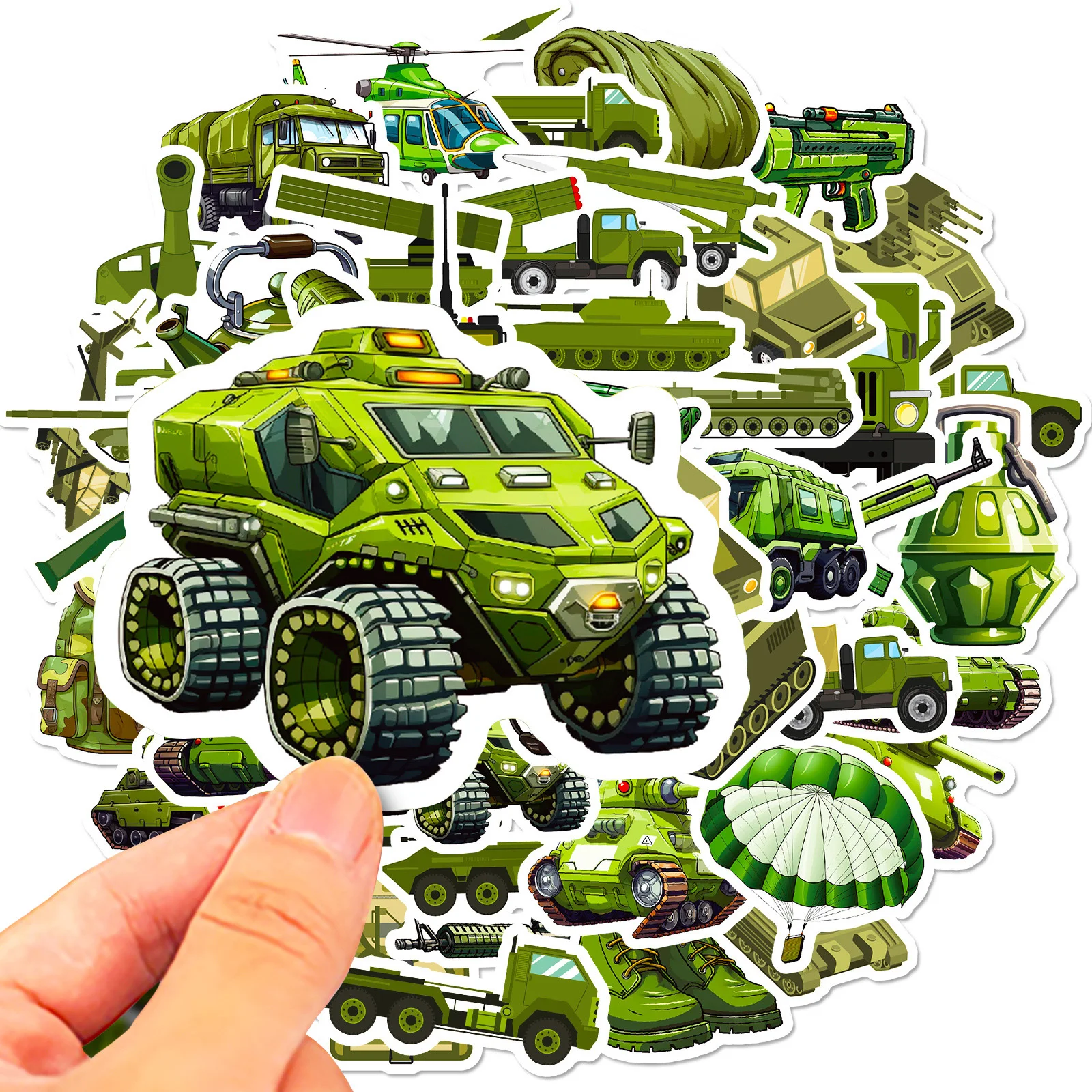 50pcs Cute Tank Graffiti Stickers DIY Military Armored Tank Sticker Children Car Laptop Suitcase Guitar Cartoon Sticker Kid Gift