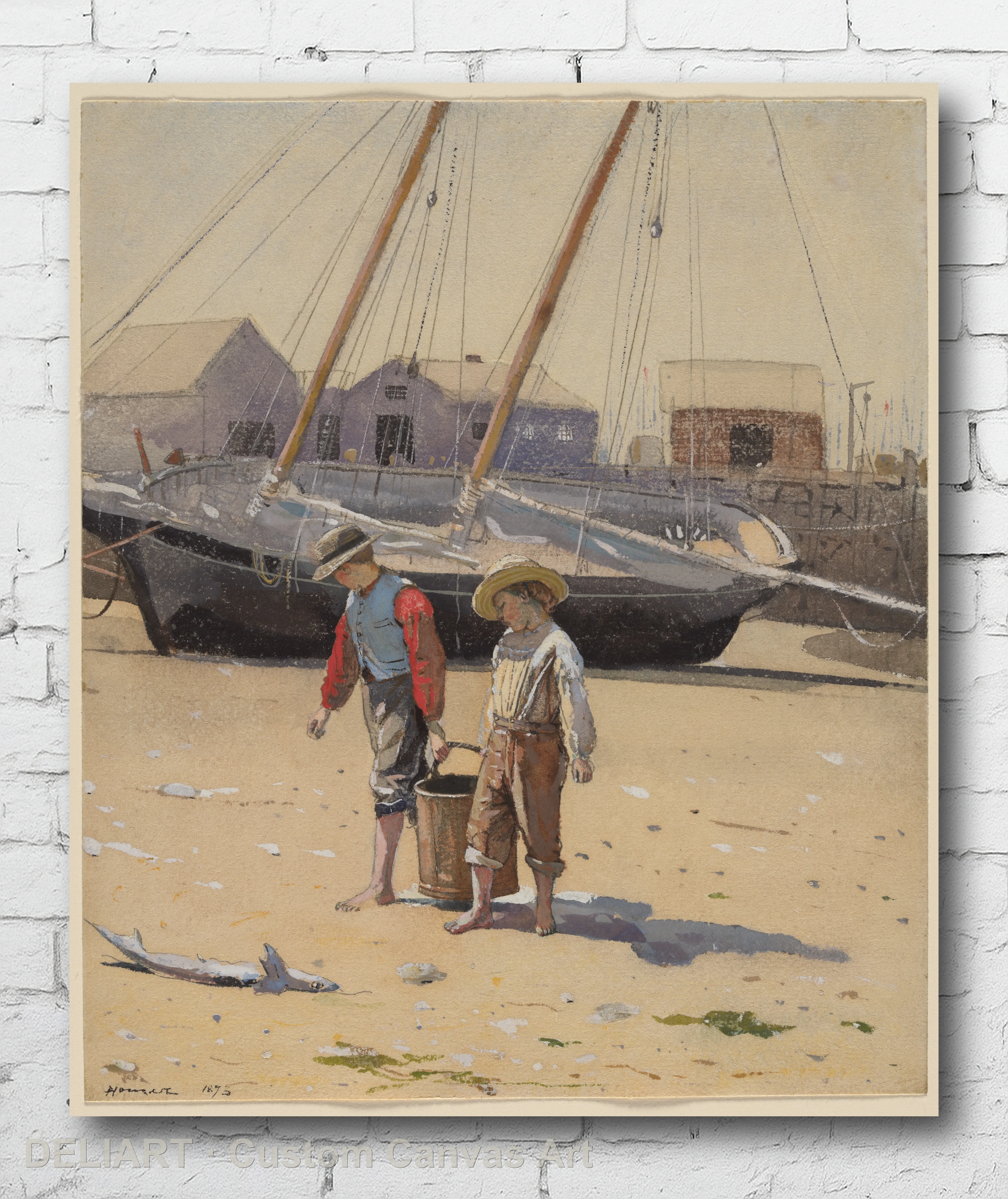 A Basket of Clams by Winslow Homer - Landscape Fine Art Canvas Wall Art Poster Print Vintage Home Decor Unframed