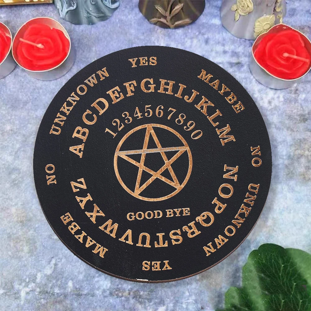 Tablero de péndulo de madera redondo negro, conjunto de estrellas Pentagonal, espíritu, brujería, juguetes para contar fortuna Wiccan, tableros decorativos creativos