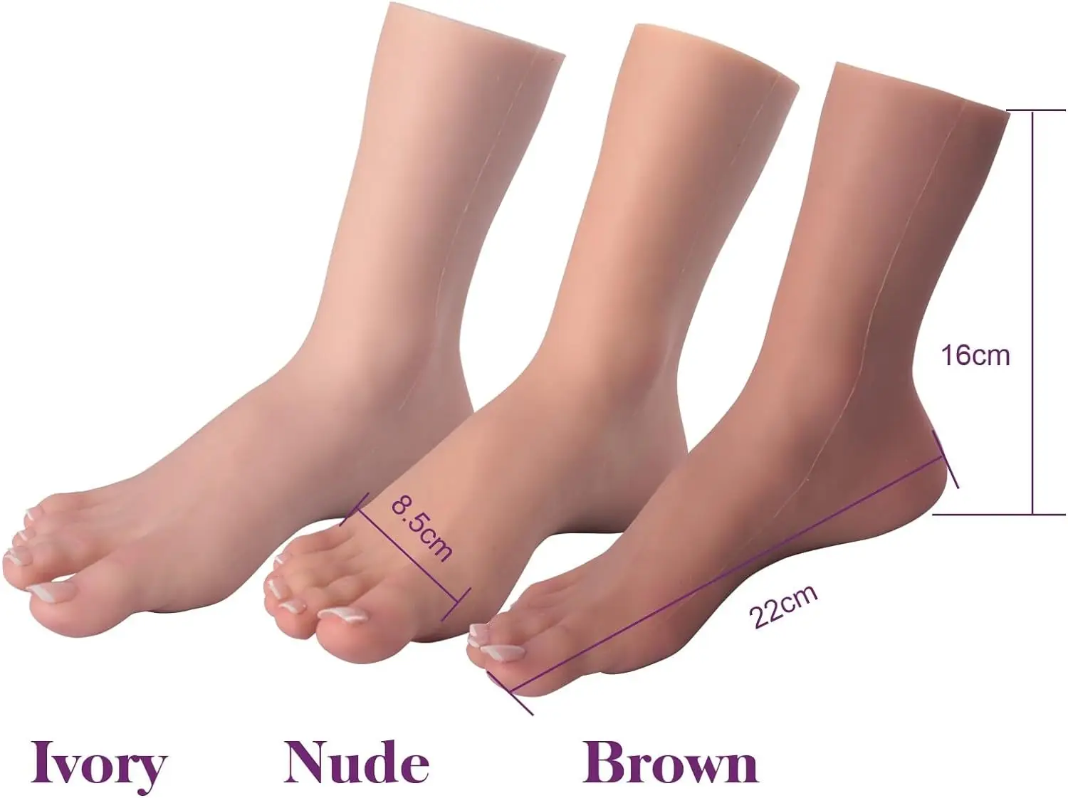 Realistic Silicone Feet 1:1 Life Size Female Foot Model 20x20x20cm Natural Color Jewelry Display Tattoo Practice Art One Foot