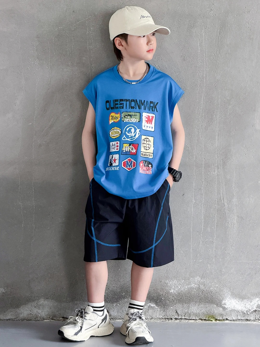 boys-summer-fashion-sleeveless-thin-vest-set-two-pieces-sporty-style-breathable-cotton-korean-version-child-clothing-set