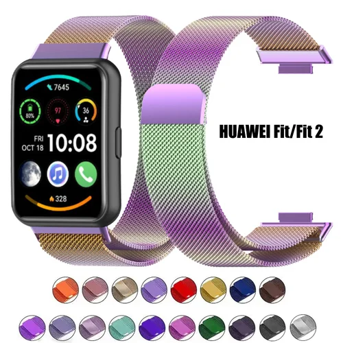 Bucle milanés para Huawei Watch Fit/Fit2 correas pulsera magnética inteligente de metal de acero inoxidable Huawei Watch fit 2 accesorios de bandas